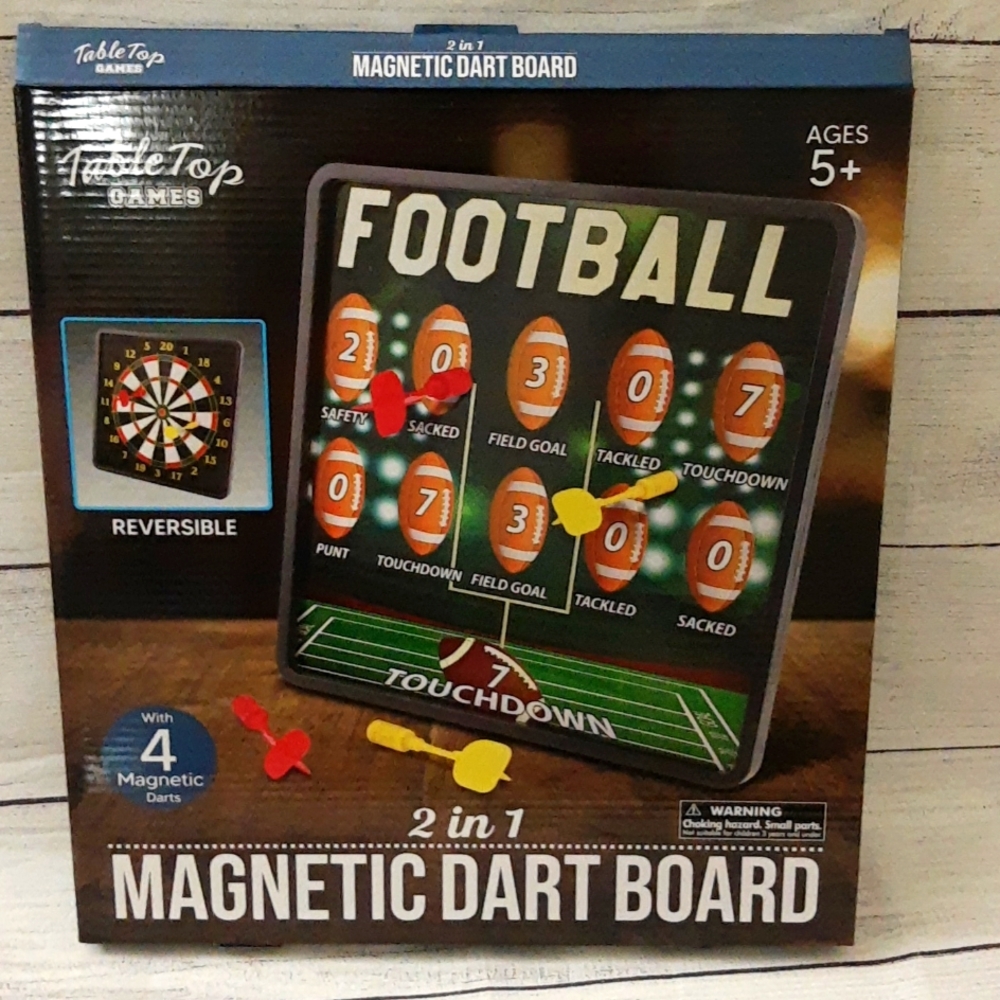Football Theme Magnetic Dart Board Reversible Table Top Games Holiday Party Gift